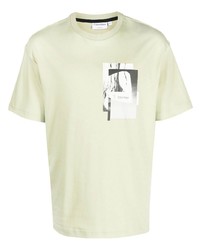 mintgrünes bedrucktes T-Shirt mit einem Rundhalsausschnitt von Calvin Klein