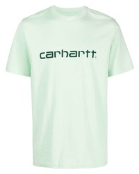 mintgrünes bedrucktes T-Shirt mit einem Rundhalsausschnitt von Carhartt WIP