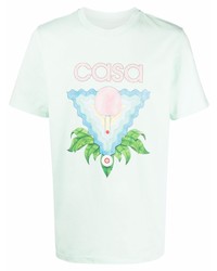 mintgrünes bedrucktes T-Shirt mit einem Rundhalsausschnitt von Casablanca