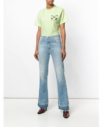 mintgrünes bedrucktes T-Shirt mit einem Rundhalsausschnitt von Golden Goose Deluxe Brand