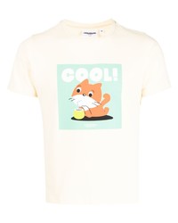 mintgrünes bedrucktes T-Shirt mit einem Rundhalsausschnitt von Chocoolate