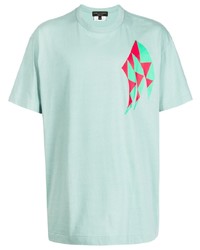 mintgrünes bedrucktes T-Shirt mit einem Rundhalsausschnitt von Comme Des Garcons Homme Plus