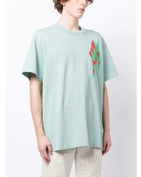 mintgrünes bedrucktes T-Shirt mit einem Rundhalsausschnitt von Comme Des Garcons Homme Plus