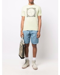 mintgrünes bedrucktes T-Shirt mit einem Rundhalsausschnitt von Stone Island