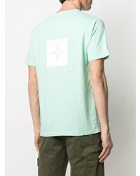 mintgrünes bedrucktes T-Shirt mit einem Rundhalsausschnitt von Stone Island