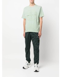 mintgrünes bedrucktes T-Shirt mit einem Rundhalsausschnitt von Stone Island