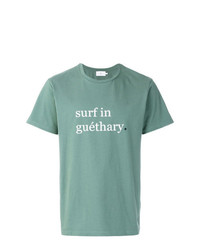 mintgrünes bedrucktes T-Shirt mit einem Rundhalsausschnitt von Cuisse De Grenouille