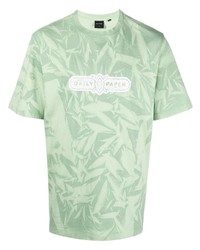 mintgrünes bedrucktes T-Shirt mit einem Rundhalsausschnitt von Daily Paper