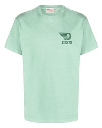 mintgrünes bedrucktes T-Shirt mit einem Rundhalsausschnitt von Deus Ex Machina