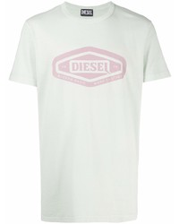 mintgrünes bedrucktes T-Shirt mit einem Rundhalsausschnitt von Diesel