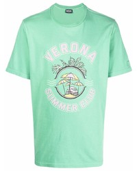mintgrünes bedrucktes T-Shirt mit einem Rundhalsausschnitt von Diesel