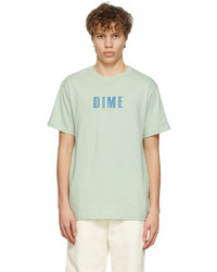 mintgrünes bedrucktes T-Shirt mit einem Rundhalsausschnitt von Dime