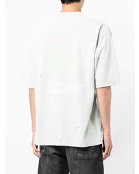 mintgrünes bedrucktes T-Shirt mit einem Rundhalsausschnitt von Maison Mihara Yasuhiro