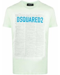 mintgrünes bedrucktes T-Shirt mit einem Rundhalsausschnitt von DSQUARED2