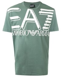 mintgrünes bedrucktes T-Shirt mit einem Rundhalsausschnitt von Ea7 Emporio Armani