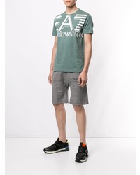 mintgrünes bedrucktes T-Shirt mit einem Rundhalsausschnitt von Ea7 Emporio Armani