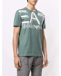 mintgrünes bedrucktes T-Shirt mit einem Rundhalsausschnitt von Ea7 Emporio Armani