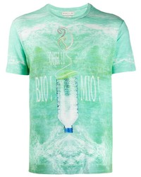 mintgrünes bedrucktes T-Shirt mit einem Rundhalsausschnitt von Etro