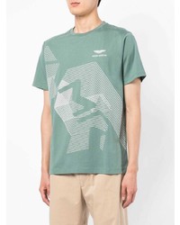 mintgrünes bedrucktes T-Shirt mit einem Rundhalsausschnitt von Hackett