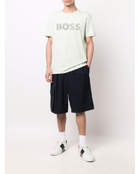 mintgrünes bedrucktes T-Shirt mit einem Rundhalsausschnitt von BOSS