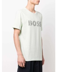 mintgrünes bedrucktes T-Shirt mit einem Rundhalsausschnitt von BOSS