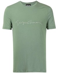 mintgrünes bedrucktes T-Shirt mit einem Rundhalsausschnitt von Giorgio Armani