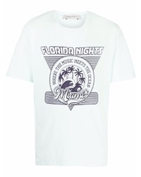 mintgrünes bedrucktes T-Shirt mit einem Rundhalsausschnitt von Golden Goose