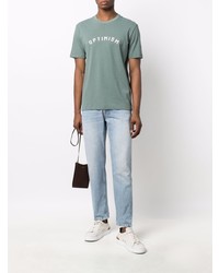 mintgrünes bedrucktes T-Shirt mit einem Rundhalsausschnitt von Eleventy