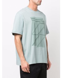 mintgrünes bedrucktes T-Shirt mit einem Rundhalsausschnitt von Zegna