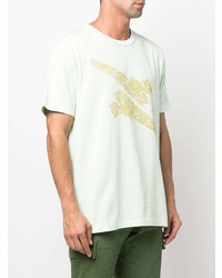 mintgrünes bedrucktes T-Shirt mit einem Rundhalsausschnitt von Stone Island Shadow Project