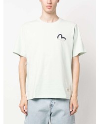 mintgrünes bedrucktes T-Shirt mit einem Rundhalsausschnitt von Evisu