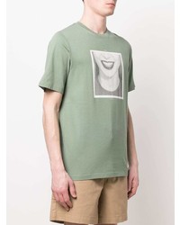 mintgrünes bedrucktes T-Shirt mit einem Rundhalsausschnitt von Wood Wood