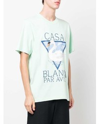mintgrünes bedrucktes T-Shirt mit einem Rundhalsausschnitt von Casablanca