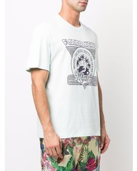 mintgrünes bedrucktes T-Shirt mit einem Rundhalsausschnitt von Golden Goose