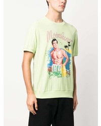 mintgrünes bedrucktes T-Shirt mit einem Rundhalsausschnitt von Moschino