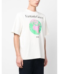 mintgrünes bedrucktes T-Shirt mit einem Rundhalsausschnitt von MSGM