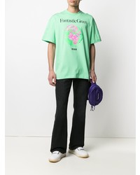 mintgrünes bedrucktes T-Shirt mit einem Rundhalsausschnitt von MSGM