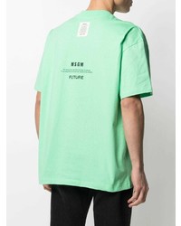 mintgrünes bedrucktes T-Shirt mit einem Rundhalsausschnitt von MSGM