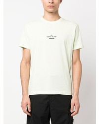 mintgrünes bedrucktes T-Shirt mit einem Rundhalsausschnitt von Stone Island