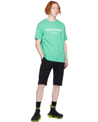 mintgrünes bedrucktes T-Shirt mit einem Rundhalsausschnitt von Balmain