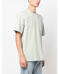 mintgrünes bedrucktes T-Shirt mit einem Rundhalsausschnitt von Helmut Lang