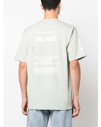 mintgrünes bedrucktes T-Shirt mit einem Rundhalsausschnitt von Helmut Lang