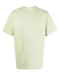 mintgrünes bedrucktes T-Shirt mit einem Rundhalsausschnitt von Helmut Lang