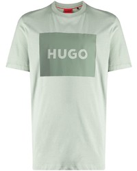 mintgrünes bedrucktes T-Shirt mit einem Rundhalsausschnitt von Hugo