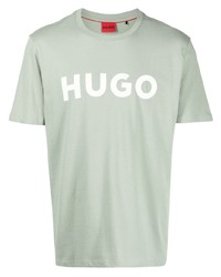 mintgrünes bedrucktes T-Shirt mit einem Rundhalsausschnitt von Hugo