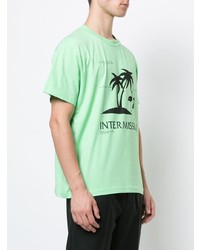 mintgrünes bedrucktes T-Shirt mit einem Rundhalsausschnitt von Second/Layer