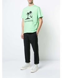 mintgrünes bedrucktes T-Shirt mit einem Rundhalsausschnitt von Second/Layer
