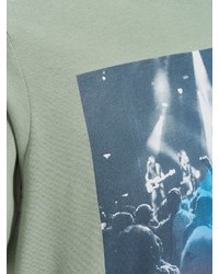 mintgrünes bedrucktes T-Shirt mit einem Rundhalsausschnitt von Jack & Jones