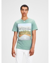 mintgrünes bedrucktes T-Shirt mit einem Rundhalsausschnitt von Jack & Jones