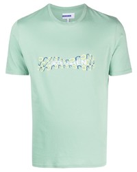 mintgrünes bedrucktes T-Shirt mit einem Rundhalsausschnitt von Jacob Cohen